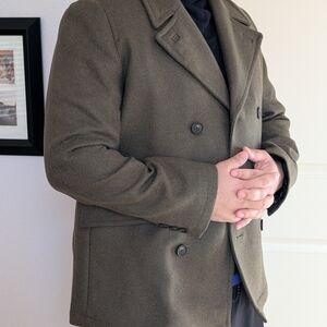 Ted Baker Men's Khaki Double-Breasted Pea Coat